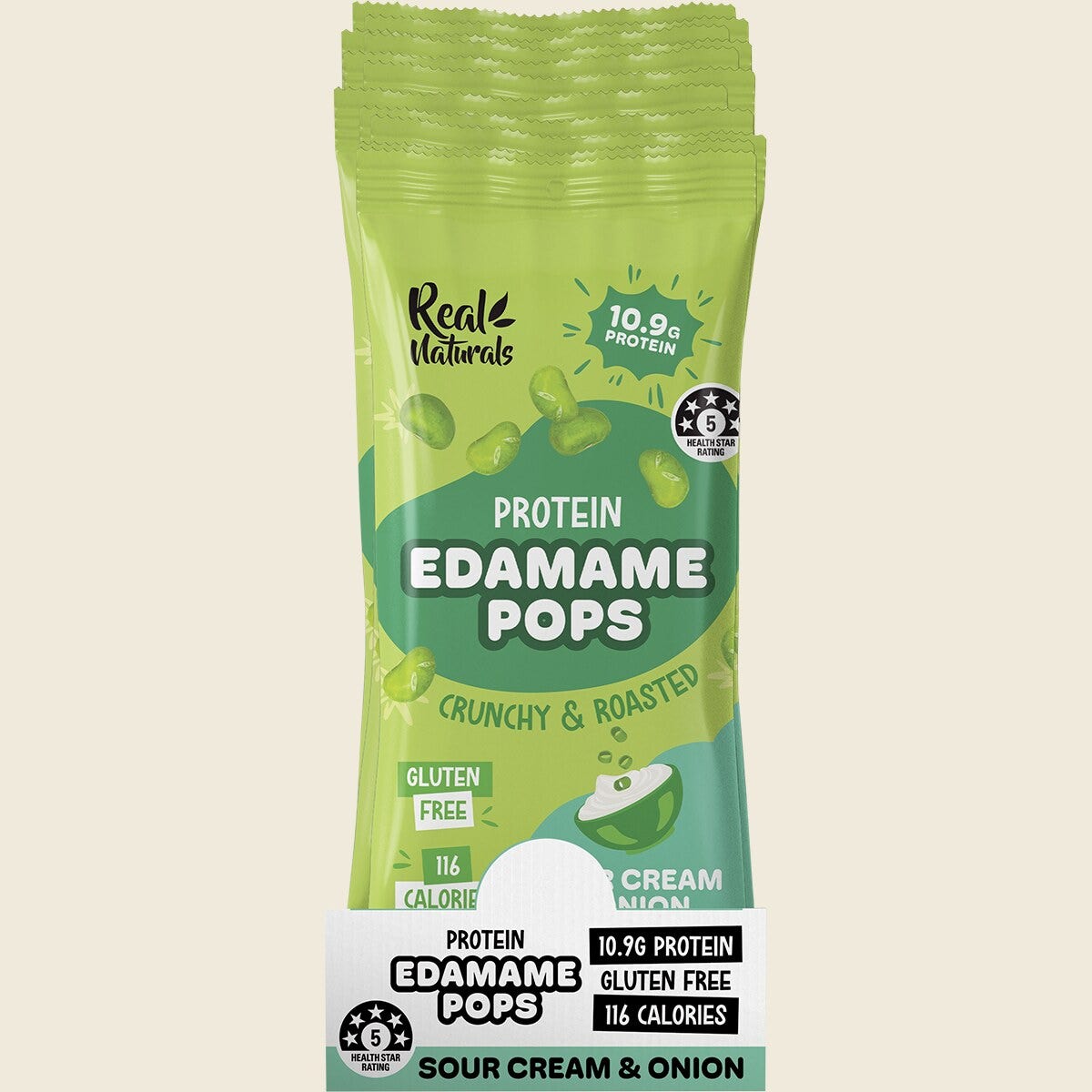 Real Naturals Protein Edamame Pops Sour Cream 10x26g
