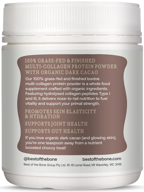 Best of the Bone Multi-Collagen Protein Powder Raw Organic Cacao 210g