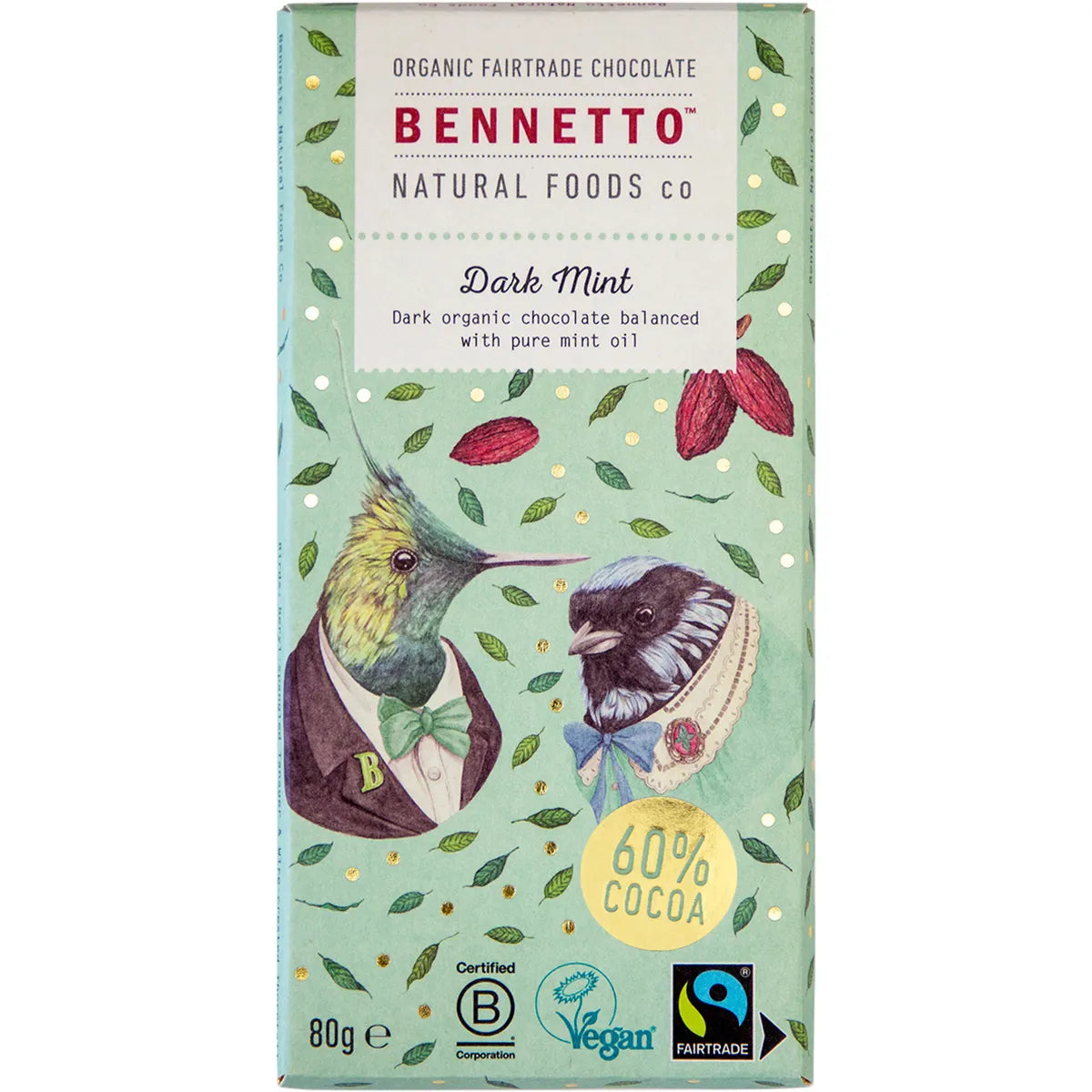 Bennetto Organic Dark Chocolate Dark Mint 80g x 12