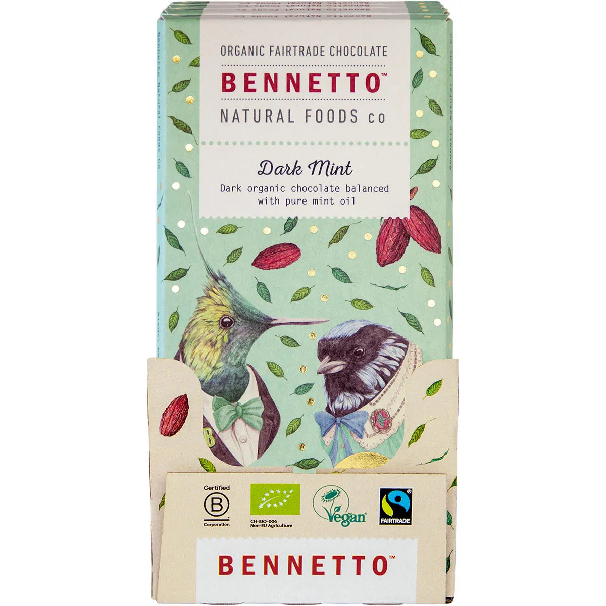 Bennetto Organic Dark Chocolate Dark Mint 80g x 12