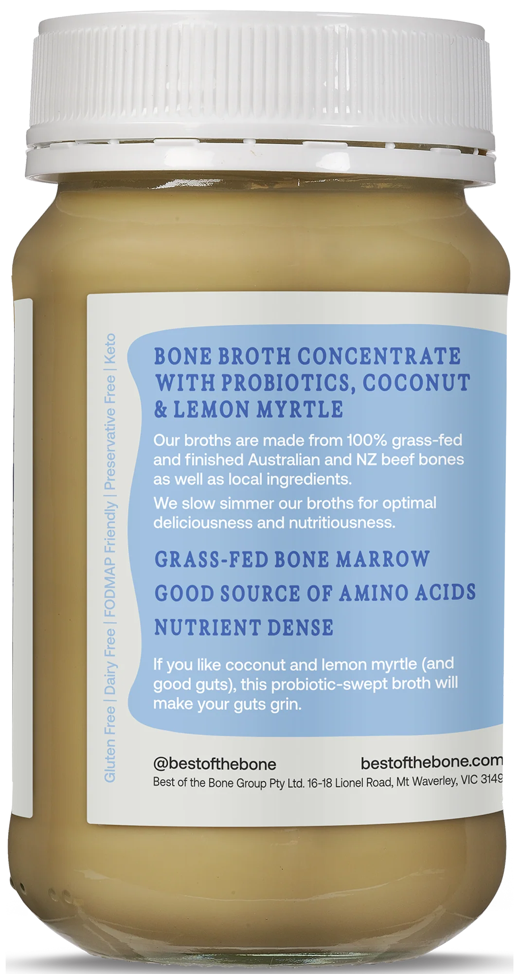Best Of The Bone Bone Broth Concentrate Probiotic Coconut & Lemon Myrtle 390g