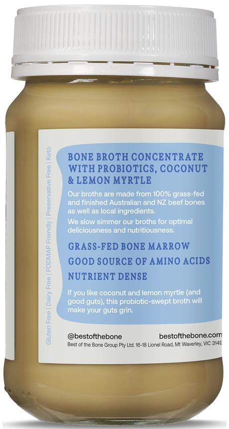 Best Of The Bone Bone Broth Concentrate Probiotic Coconut & Lemon Myrtle 390g