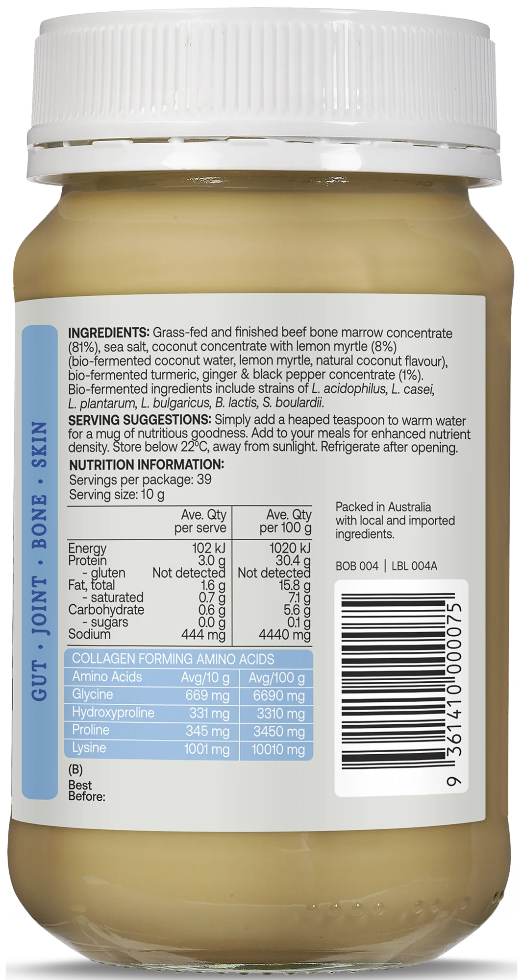 Best Of The Bone Bone Broth Concentrate Probiotic Coconut & Lemon Myrtle 390g