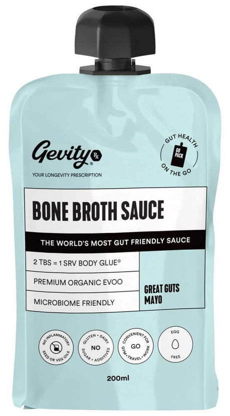 Gevity Rx Bone Broth Sauce Great Guts Mayo Go Pack 200ml Front