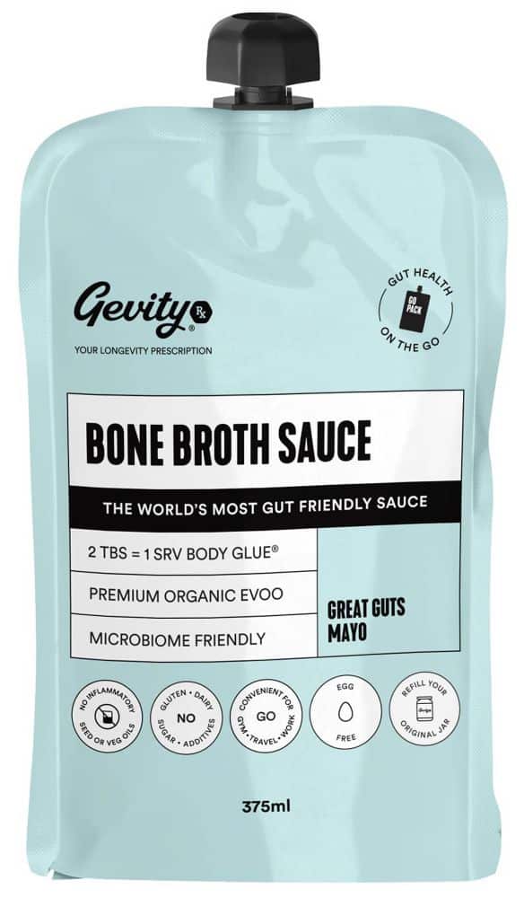 Gevity Rx Bone Broth Sauce Great Guts Mayo Go Pack 375ml Front