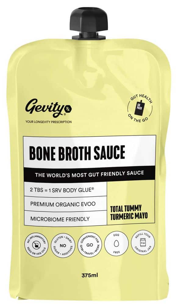 Gevity Rx Bone Broth Sauce Total Tummy Turmeric Mayo Go Pack 375ml Front
