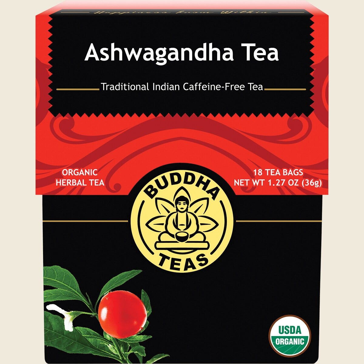Buddha Teas Organic Herbal Tea Bags Ashwagandha Tea 18pk