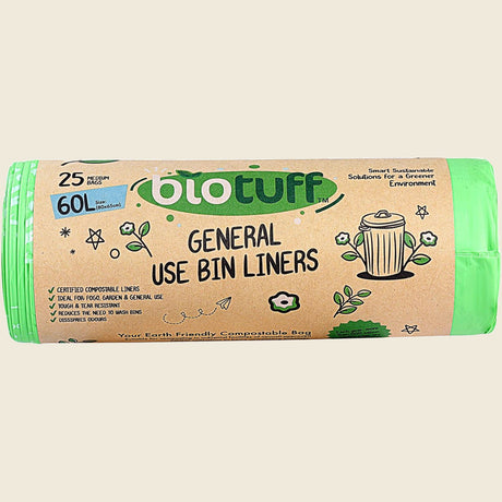 Biotuff General Use Bin Liners Large 60L x 25 Bags  front