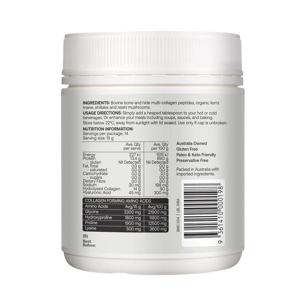 Best of the Bone Healing Multi-Collagen Protein Powder Adaptogen-Stress Blend (Organic Healing Mushrooms: Lion's Mane Reishi Shiitake)