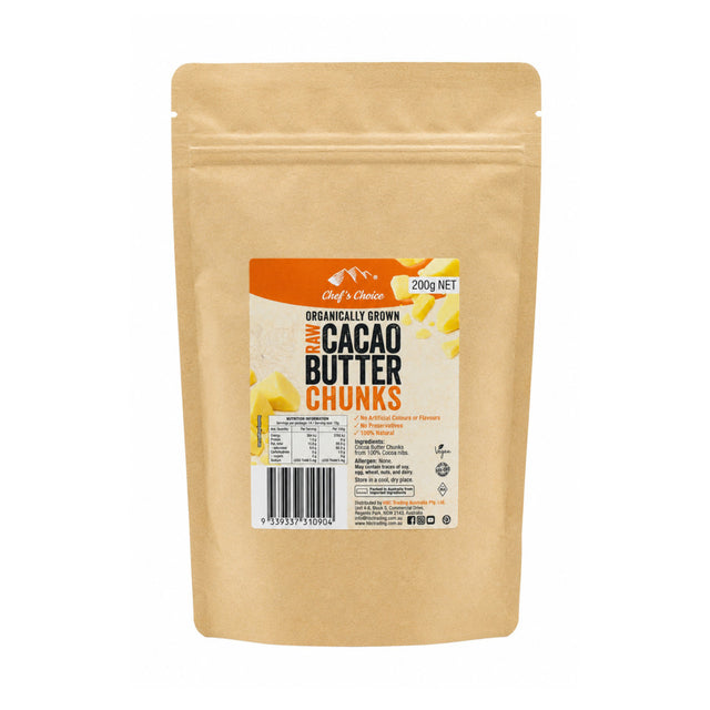 Chef's Choice Raw Cacao Butter Chunks 200g front