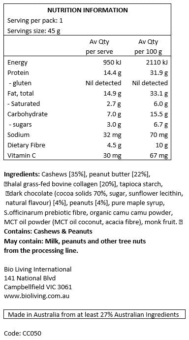 Chief Nutrition Collagen Protein Bar - Choc Peanut Butter 45g (12 bars)
