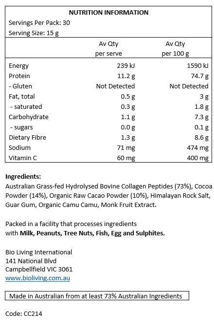 Chief Nutrition Grass-Fed Collagen Protein Powder - Dark Chocolate 450g