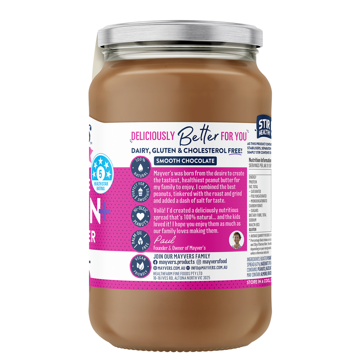 Mayver's Peanut Butter Protein PlusChoc 375g x6