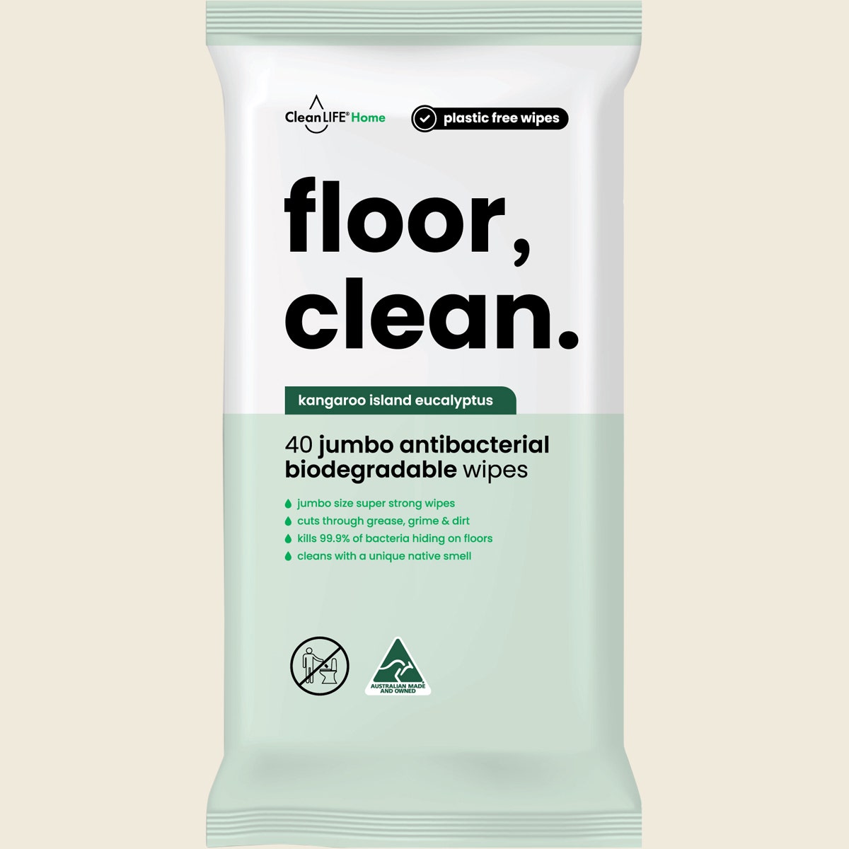 CleanLIFE Floor Clean Wipes 40pk front