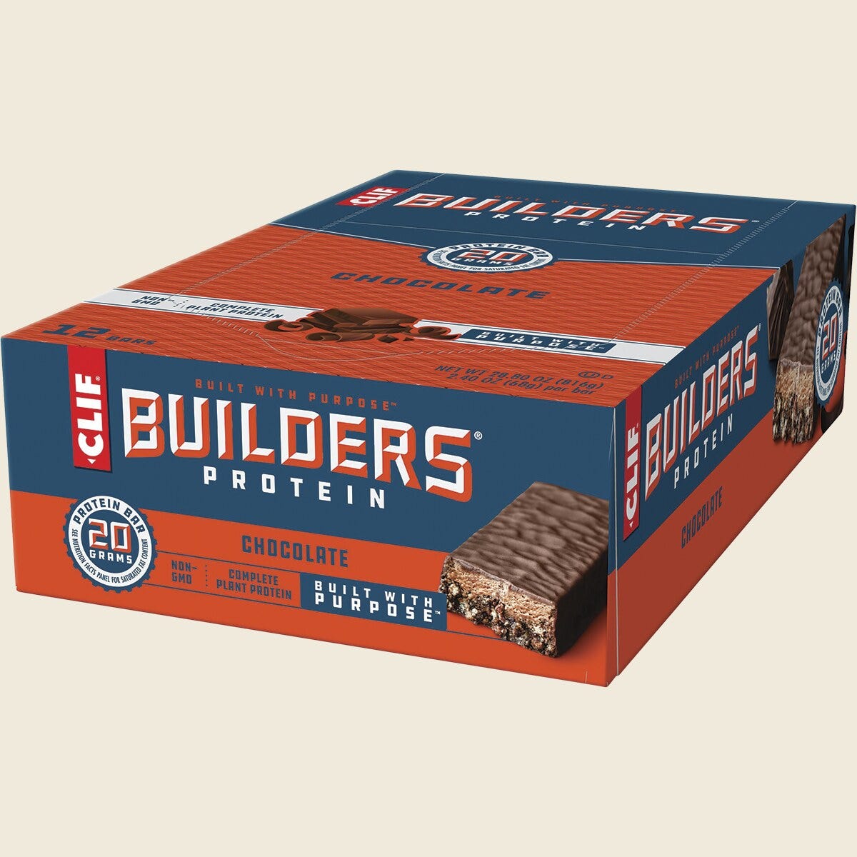 CLEARANCE - Clif Builders Bar Chocolate 68g Box Front