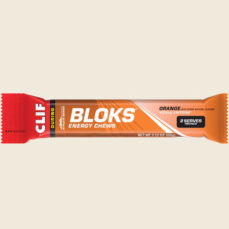 Clif Bloks Energy Chews Orange 25Mg Caffeine 60g Pack of 18 Single Bar