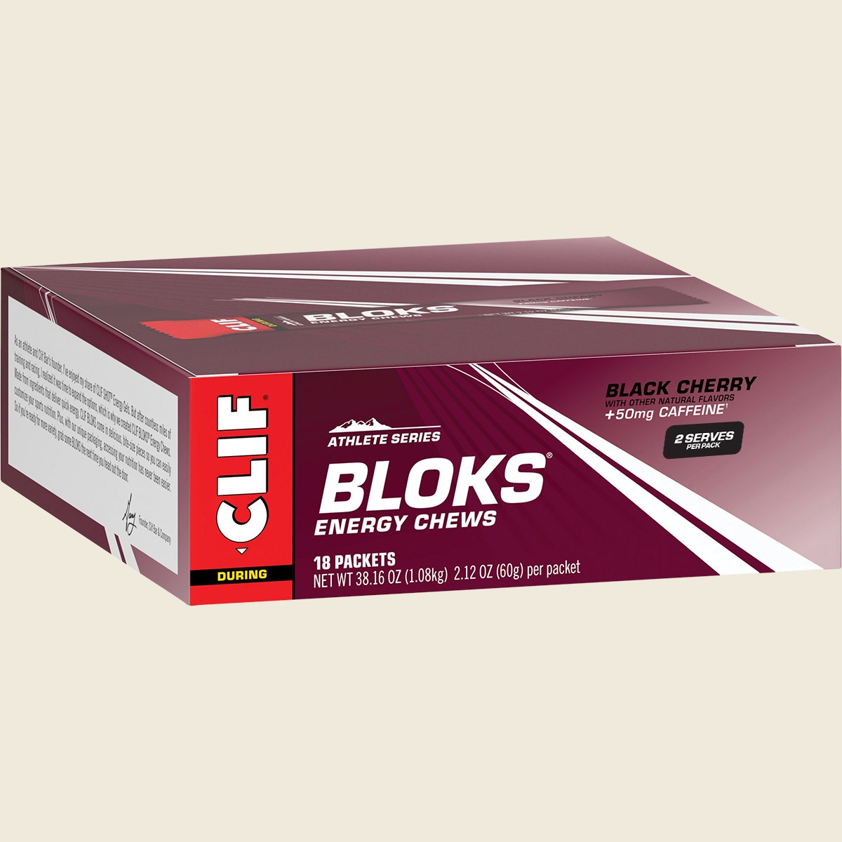 Clif Bloks Energy Chews Black Cherry 50Mg Caffeine 60g 18-pack