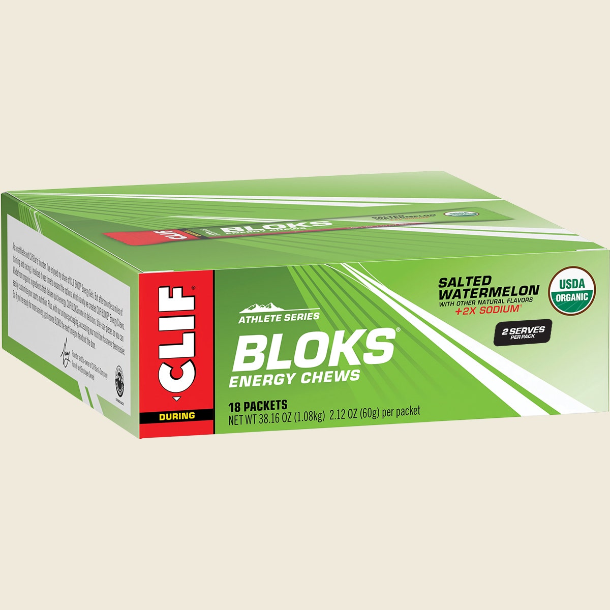 Clif Bloks Energy Chews Salted Watermelon 100Mg Sodium 60g Pack of 18 Display