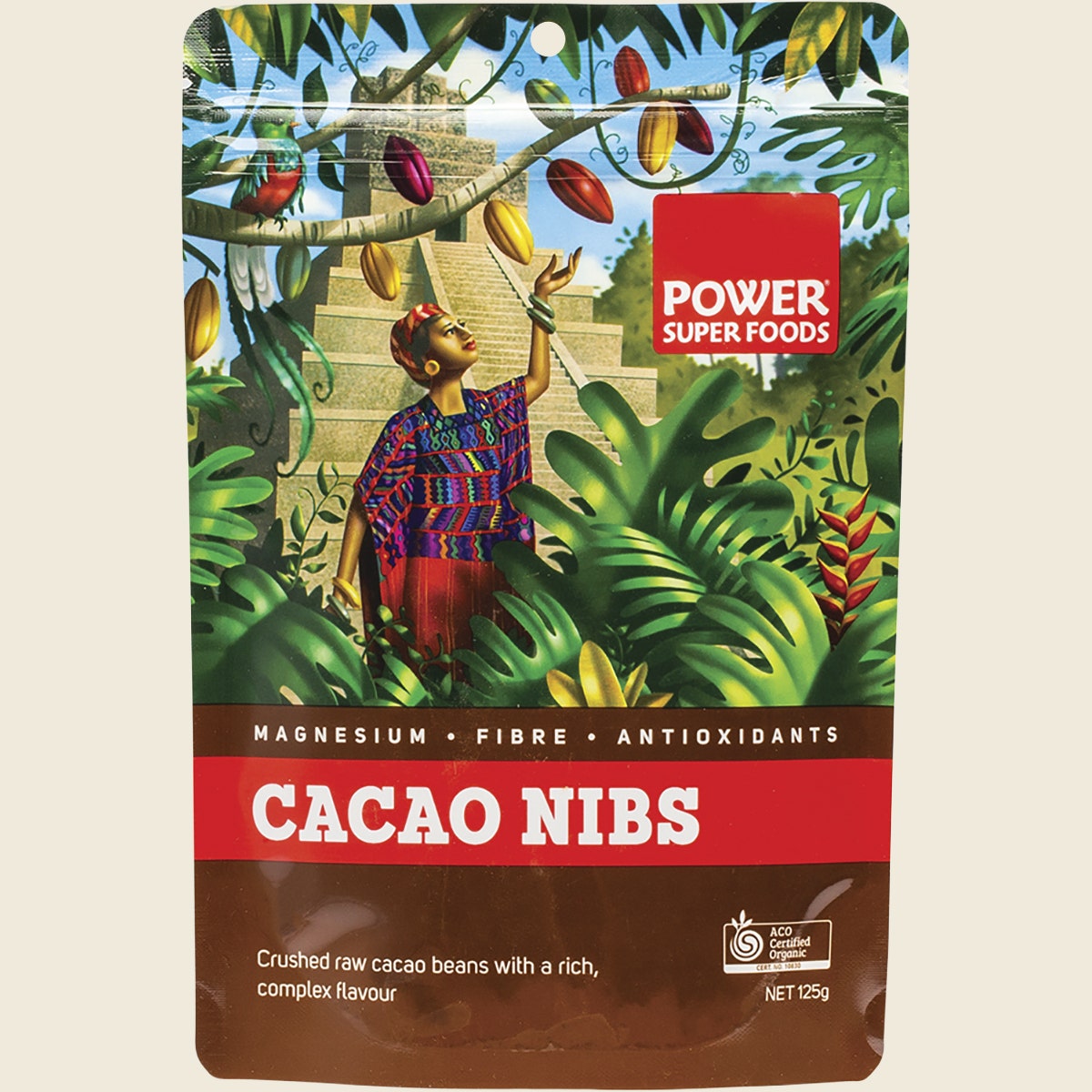 Power Super Foods Cacao Nibs Raw Certified Organic 125g