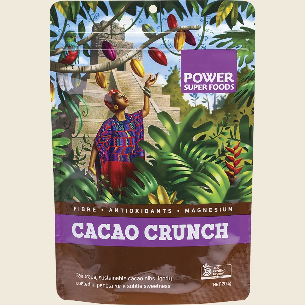 Power Super Foods Certified Organic Cacao Crunch Nibs Raw 200g