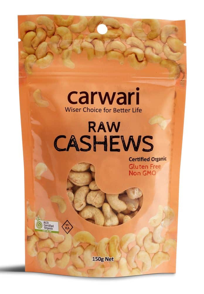 Carwari Organic Cashews Raw 150g