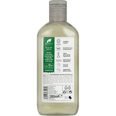 Dr Organic Certified Organic Aloe Vera Shampoo 265ml back view