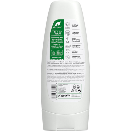 Dr Organic Organic & Natural Aloe Vera Skin Lotion 200ml back view