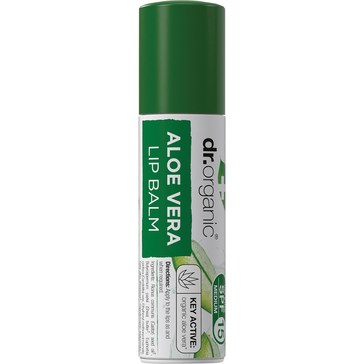 Dr Organic Lip Balm SPF 15 Aloe Vera 5.7ml front