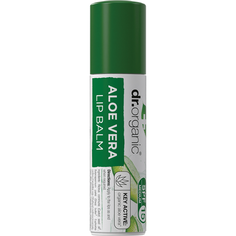 Dr Organic Lip Balm SPF 15 Aloe Vera 5.7ml front