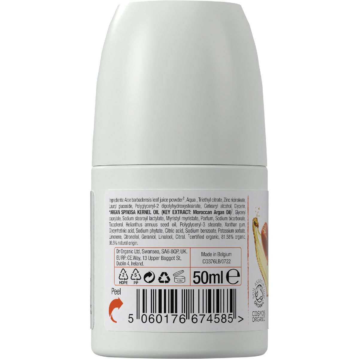 Dr Organic Roll-On Deodorant Moroccan Argan Oil 50ml back