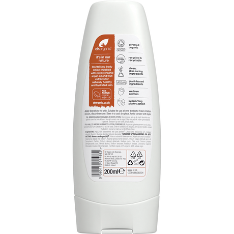 Dr Organic Body Lotion Moroccan Argan Oil 200ml back