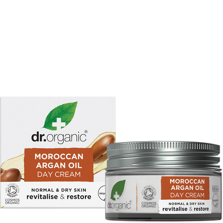 Dr Organic Day Cream Moroccan Argan Oil 50ml product and carton