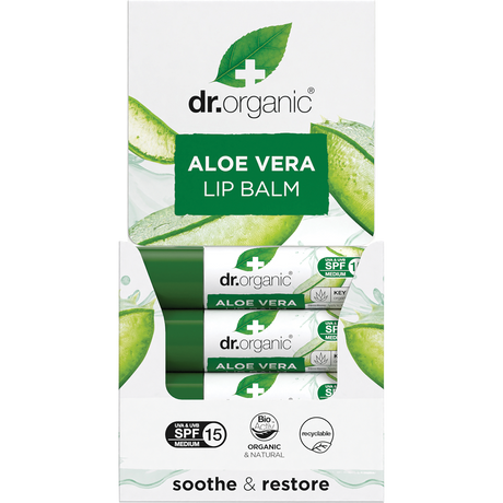 Dr Organic Organic & Natural Lip Balm SPF 15 Aloe Vera 5.7ml display view