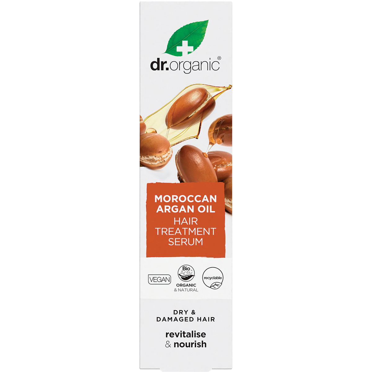 Dr Organic Organic & Natural Hair Treatment Serum Moroccan Argan Oil 100ml box view