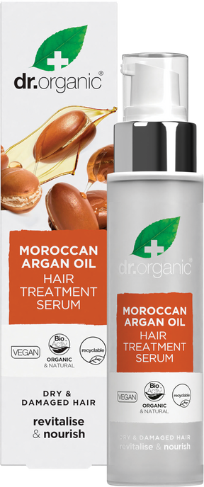 Dr Organic Hair Treatment Serum Moroccan Argan Oil 100ml product and carton