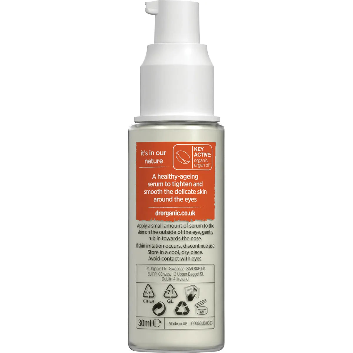 Dr Organic Eye Serum Tightening Organic Moroccan Argan Oil 30ml