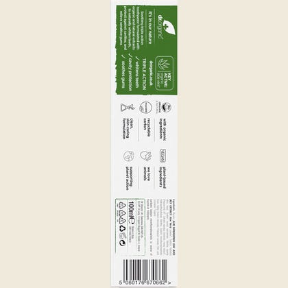Dr Organic Aloe Vera Toothpaste 100ml carton back