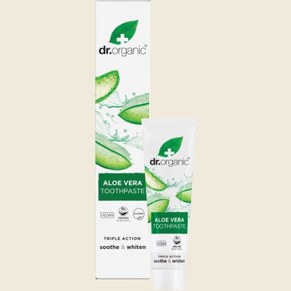 Dr Organic Aloe Vera Toothpaste 100ml tube and carton