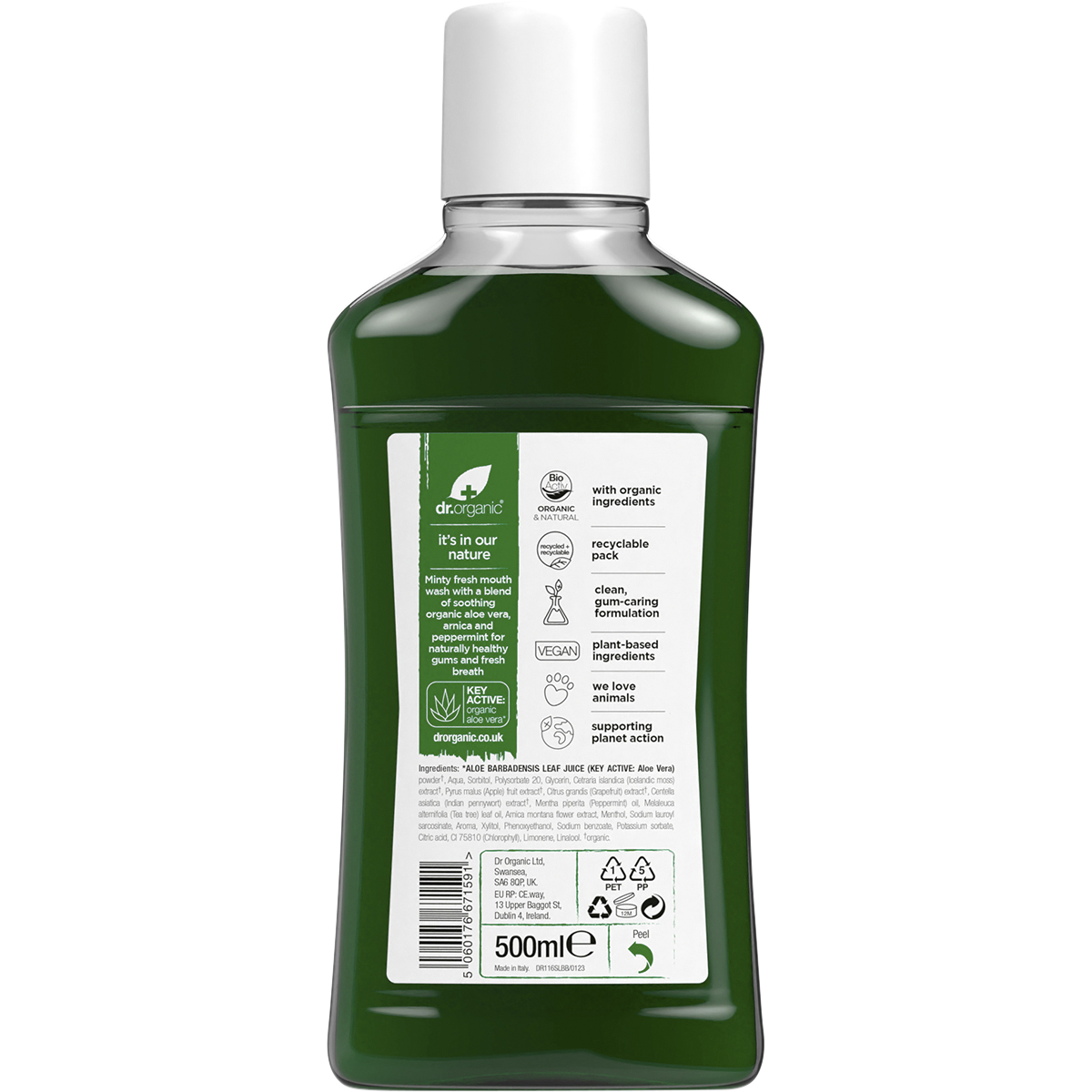 Dr Organic Mouthwash Aloe Vera 500ml back