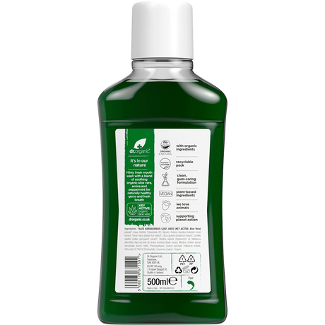 Dr Organic Mouthwash Aloe Vera 500ml back