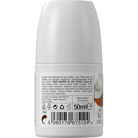 Dr Organic Roll-On Deodorant Coconut Oil 50ml back