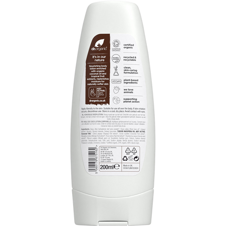 Dr Organic Skin Lotion Coconut Oil 200ml back