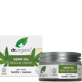 Dr Organic Rescue Cream Hemp Oil 50ml product and carton