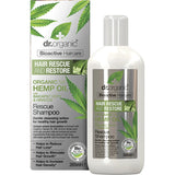 Dr Organic Certified Organic Rescue & Restore Shampoo Organic Hemp Oil 265ml product and box view