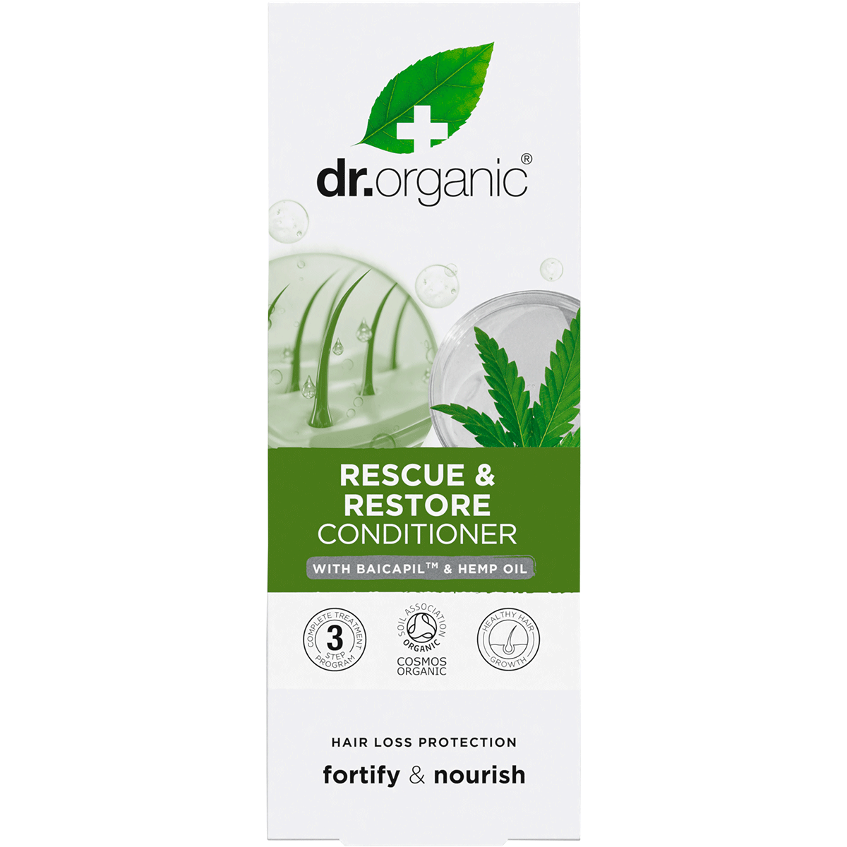 Dr Organic Certified Organic Rescue & Restore Conditioner Organic Hemp Oil 265ml box view