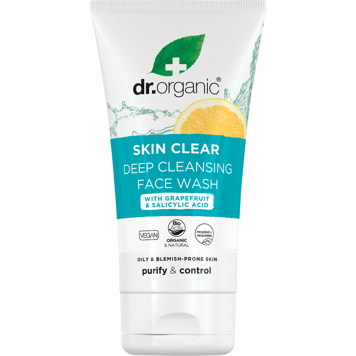 Dr Organic Deep Cleansing Face Wash Skin Clear 125ml front