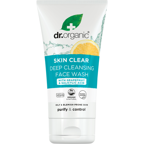Dr Organic Deep Cleansing Face Wash Skin Clear 125ml front