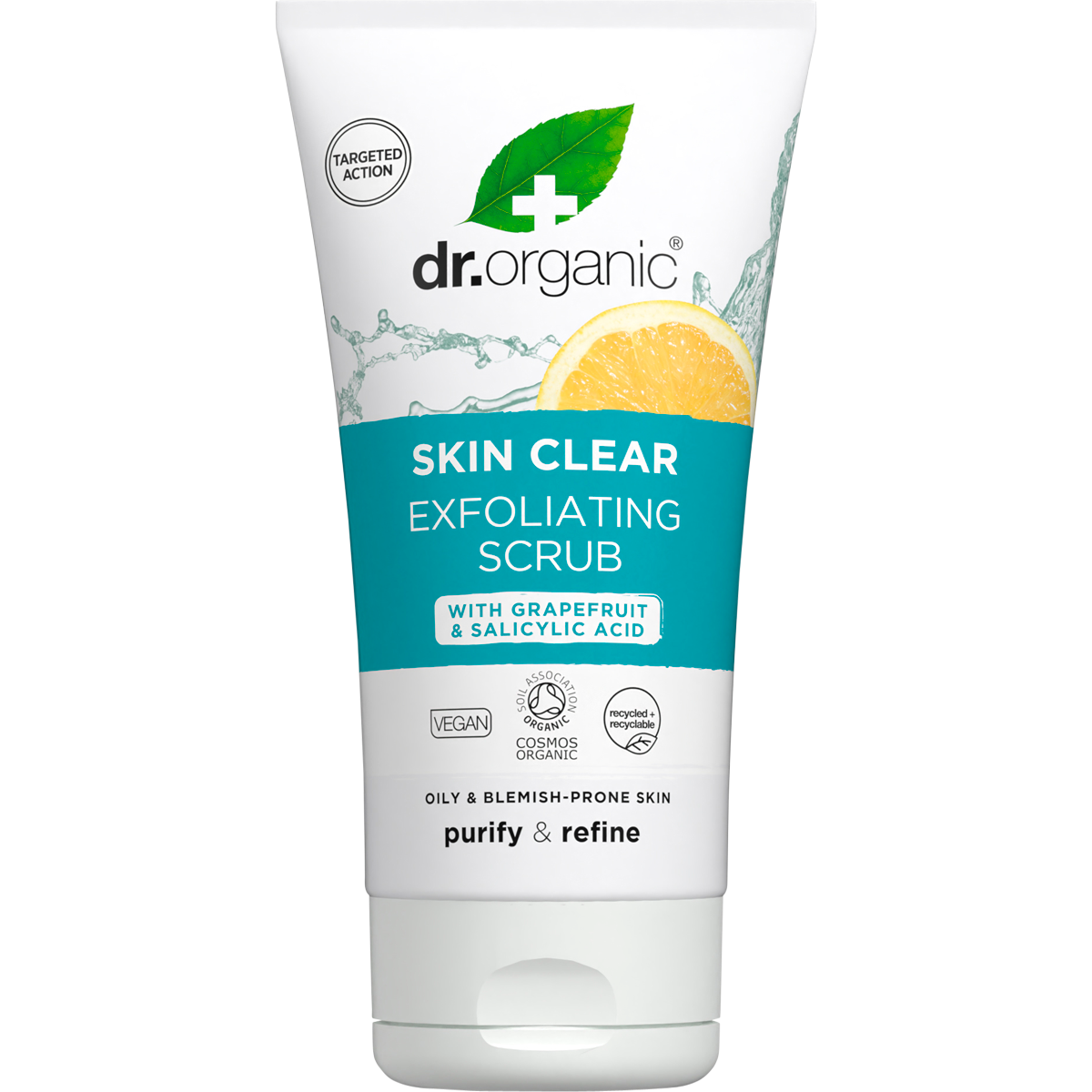 Dr Organic Exfoliating Face Scrub Skin Clear 150ml front