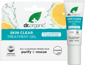 Dr Organic Treatment Gel Skin Clear 10ml product and carton