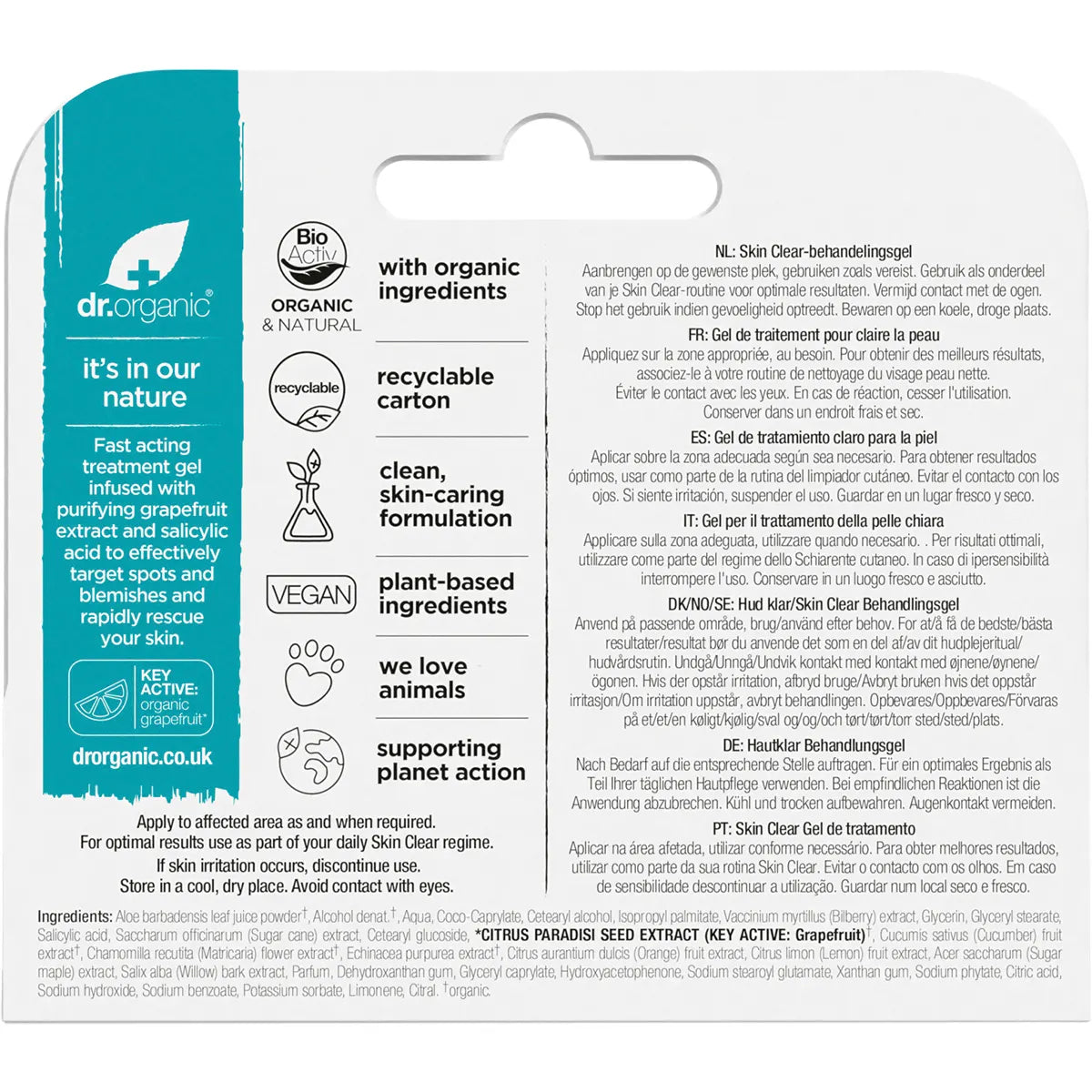 Dr Organic Treatment Gel Skin Clear Organic Tea Tree 10ml